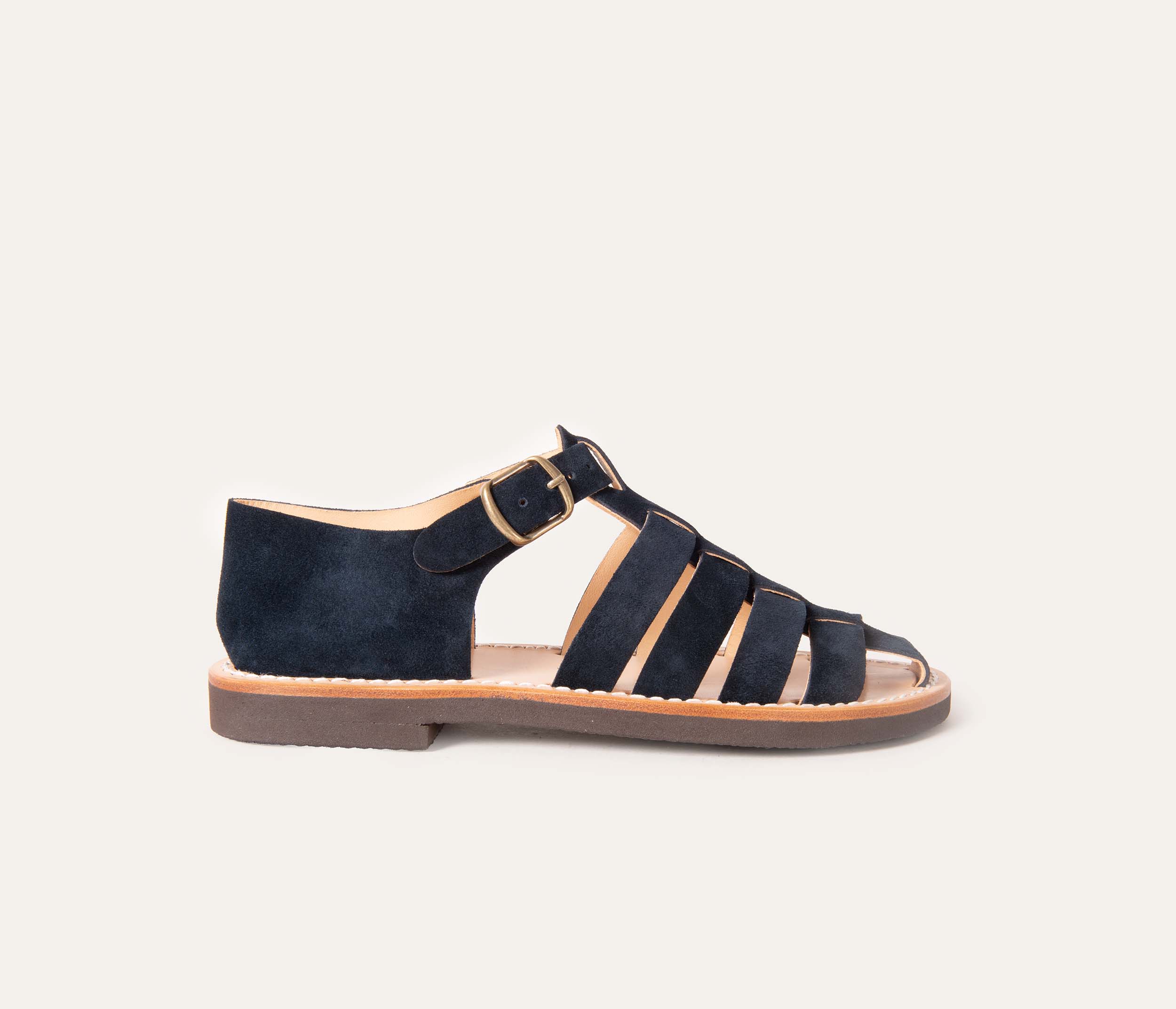 Caroline Sandale Femme Velours Marine