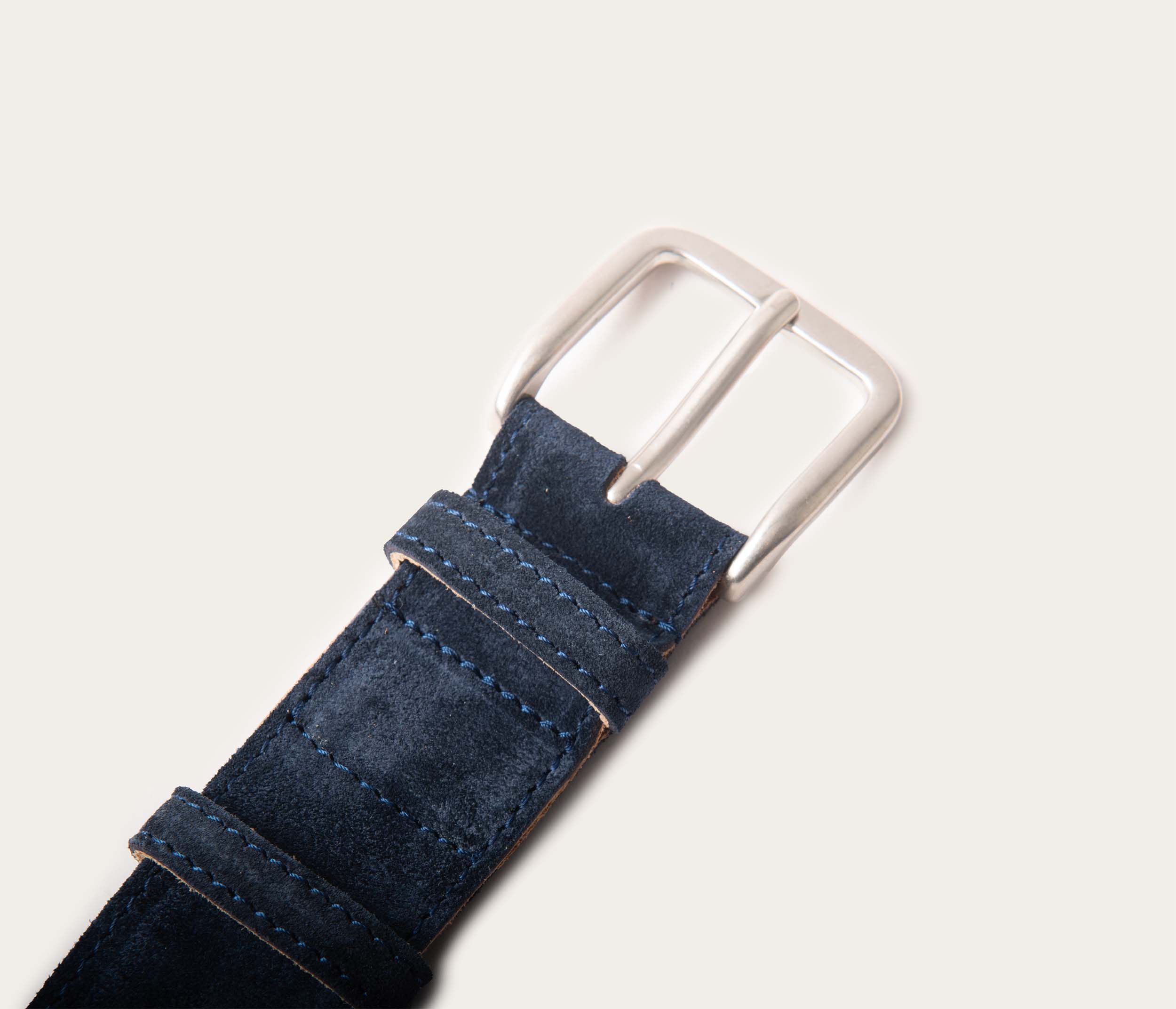Ceinture 35mm velours Bleu boucle argent - Image 3