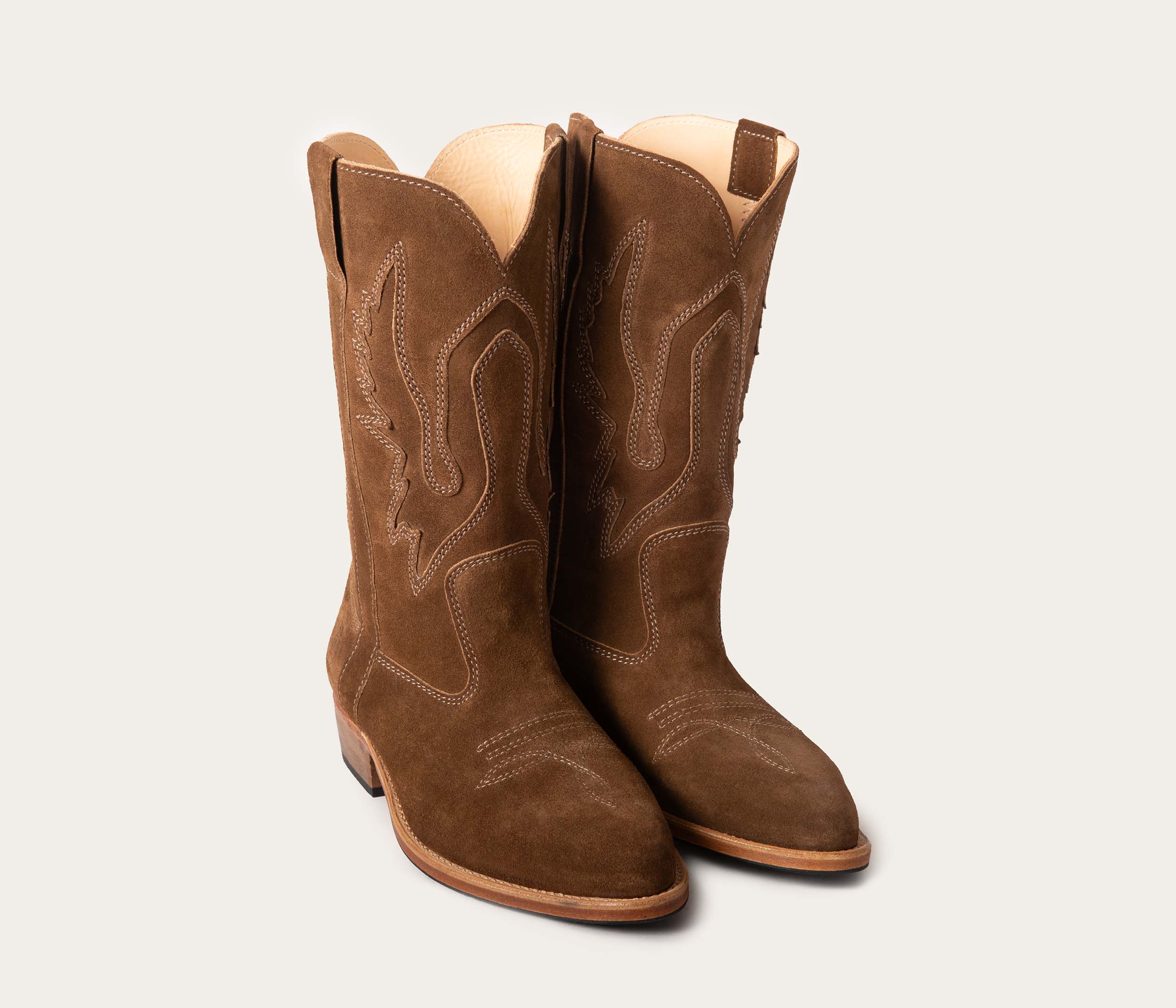 Western, Botte Velours Taupe - Image 3