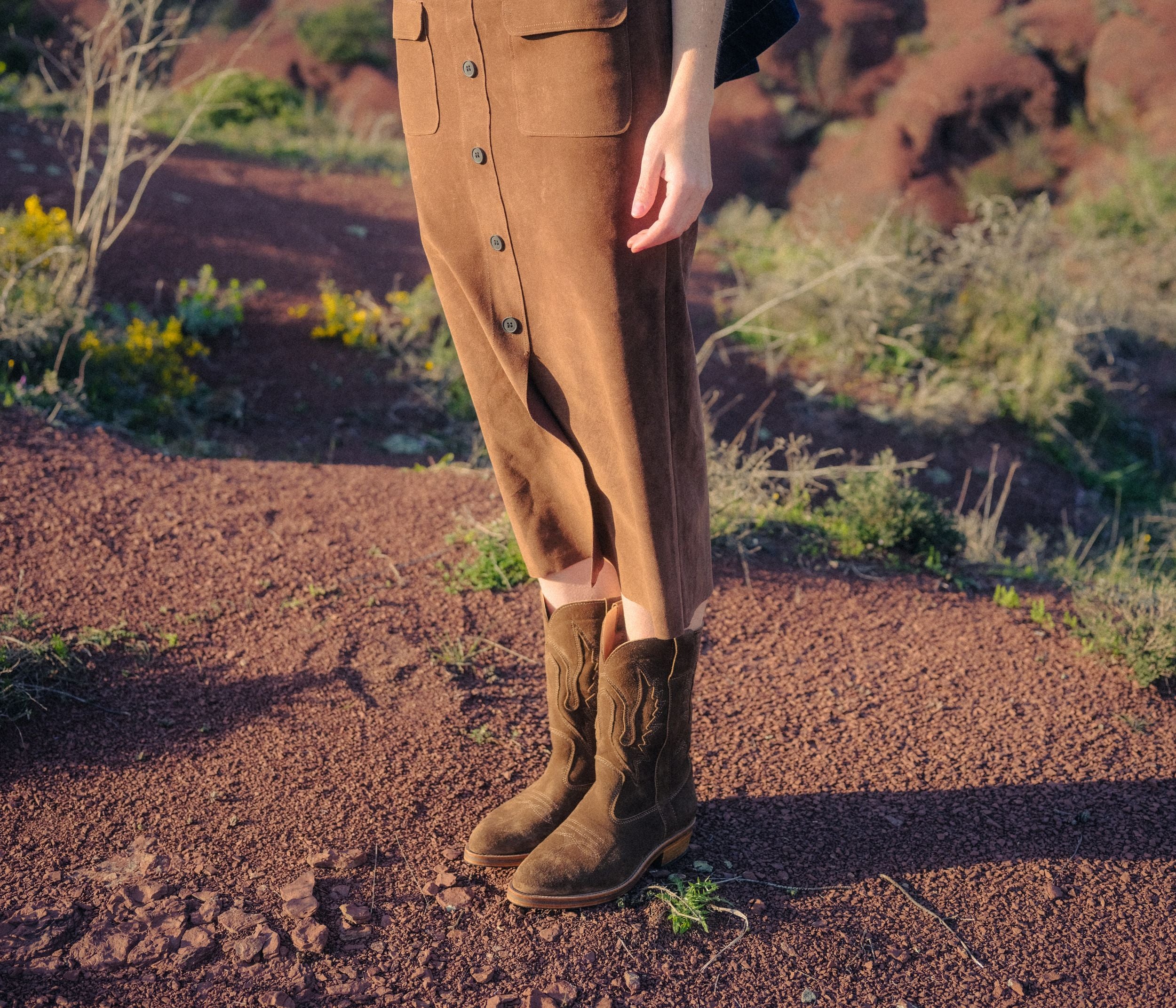 Western, Botte Velours Taupe - Image 5