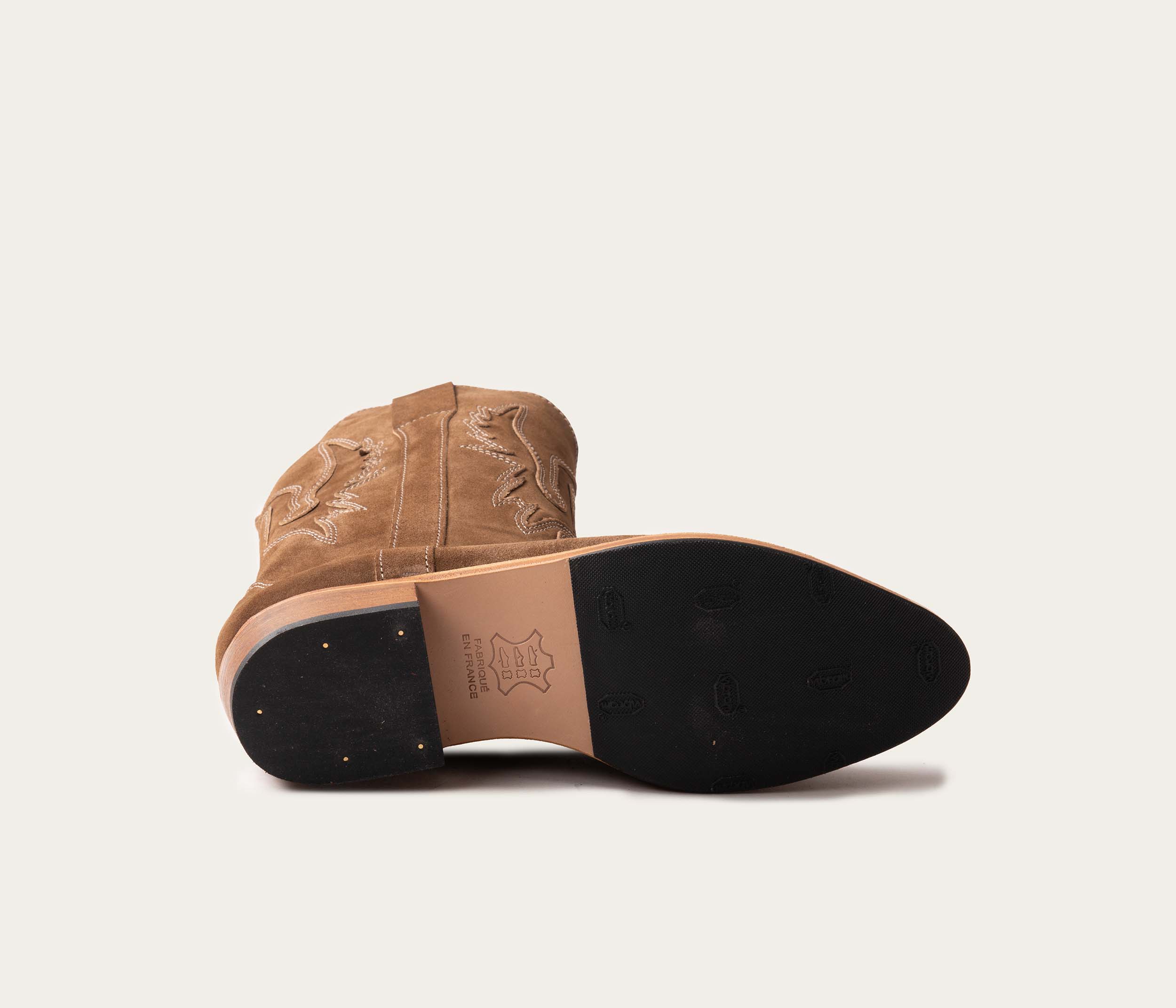 Western, Botte Velours Taupe - Image 7